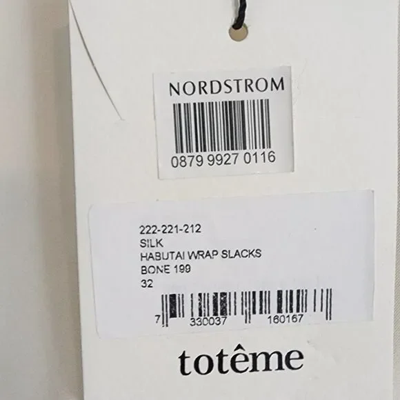 NWT Toteme Habitual Wrap Wide Leg 100% Silk Ivory Trousers Rare Find SZ EU 32 - Picture 4 of 13